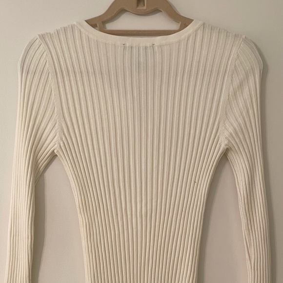 INC Ivory Skinny Ribbed 1/4 zip knit sweater - Picture 4 of 5